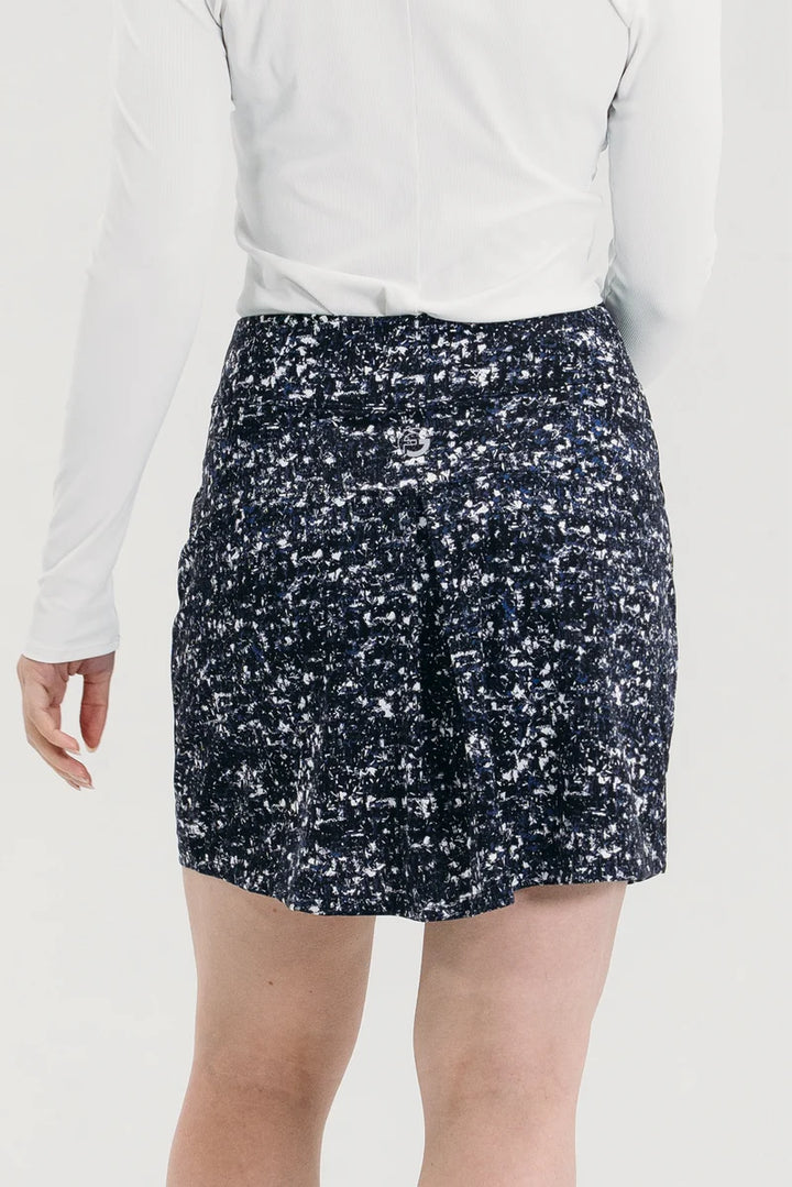 Foray Golf Button Front 17" Skirt - Navy/Black Boucle - Skorzie