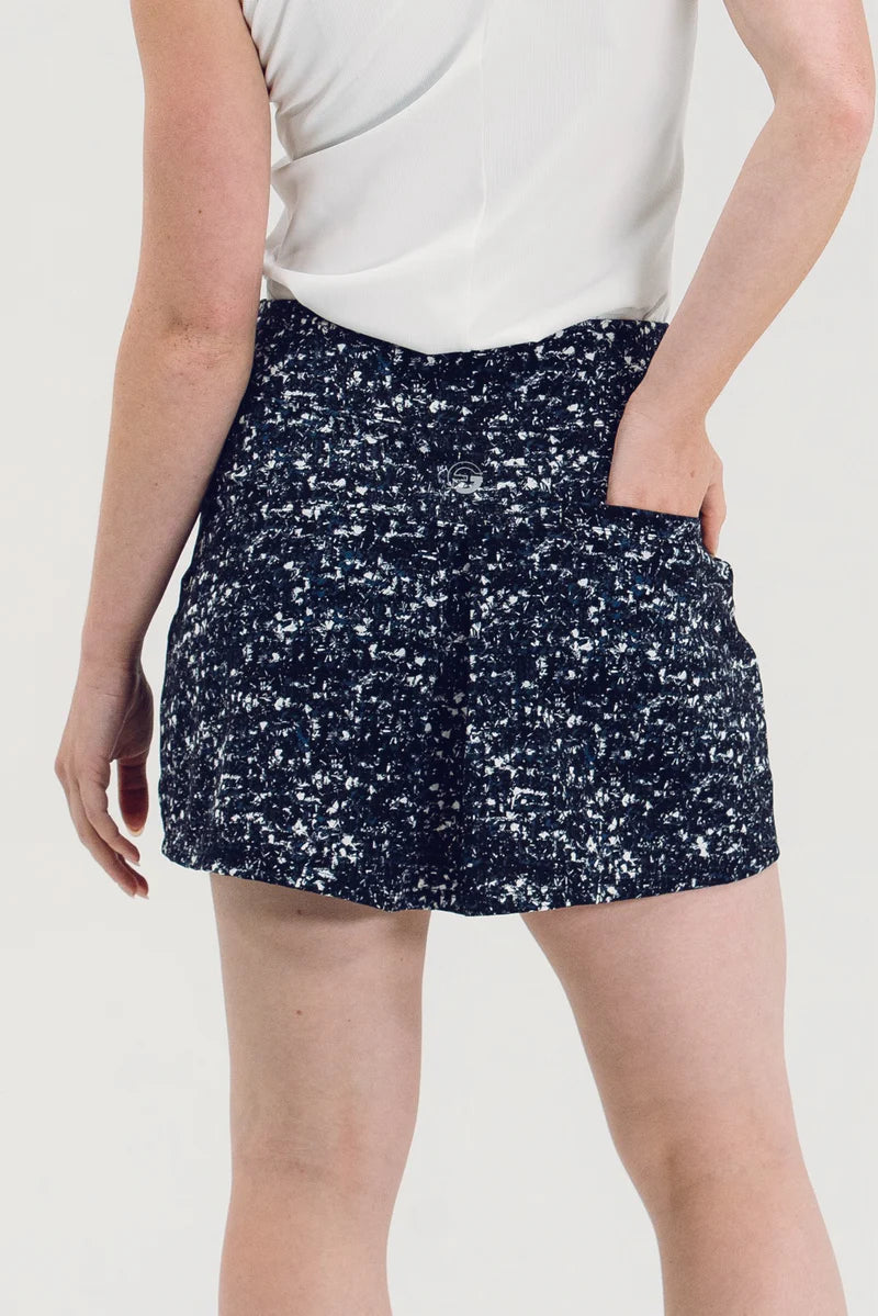 Foray Golf Button Front 15.5" Skirt - Navy/Black Boucle - Skorzie