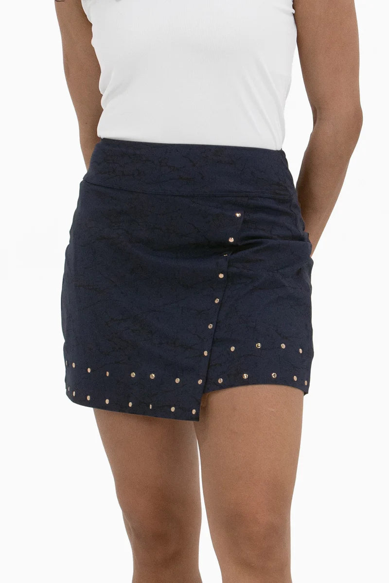 Foray Golf Studded Wrap 17" Skirt - Navy/Black - Skorzie