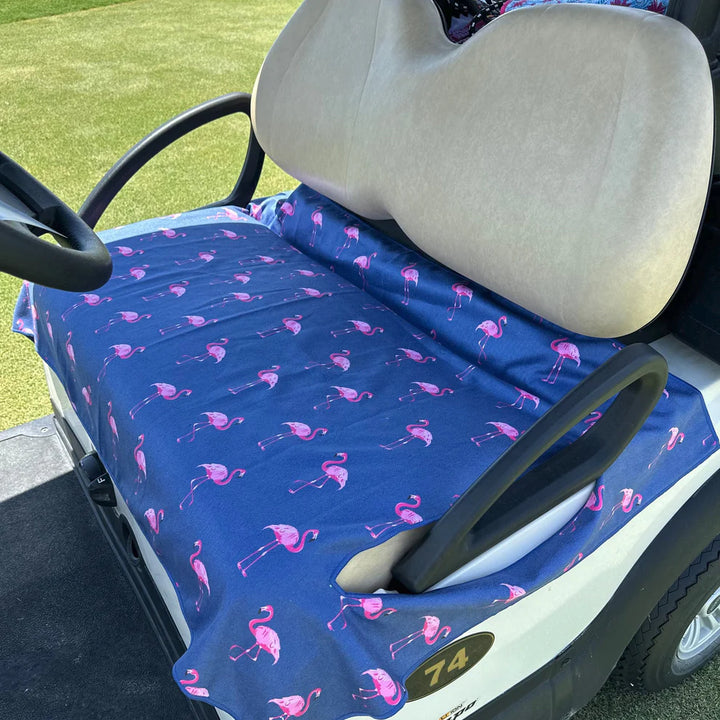 Best of Golf America Double Sided Golf Cart Seat Cover - Palms/Flamingos - Skorzie
