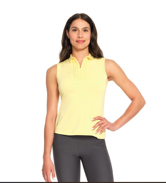 Dunning Freya Jersey Performance Sleeveless Polo - Golden Haze - Skorzie