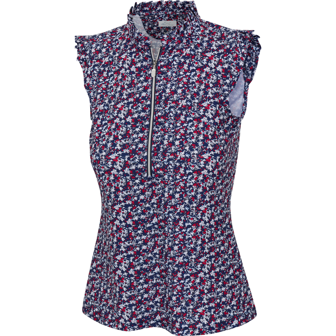 Greg Norman Women's Prestige Camo Floral Sleeveless Polo - Navy