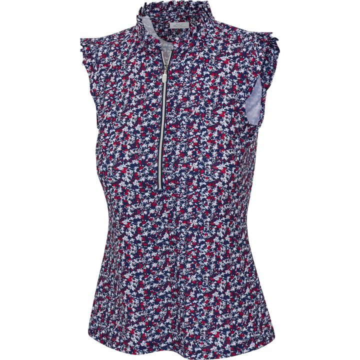 Greg Norman Women's Prestige Camo Floral Sleeveless Polo - Navy