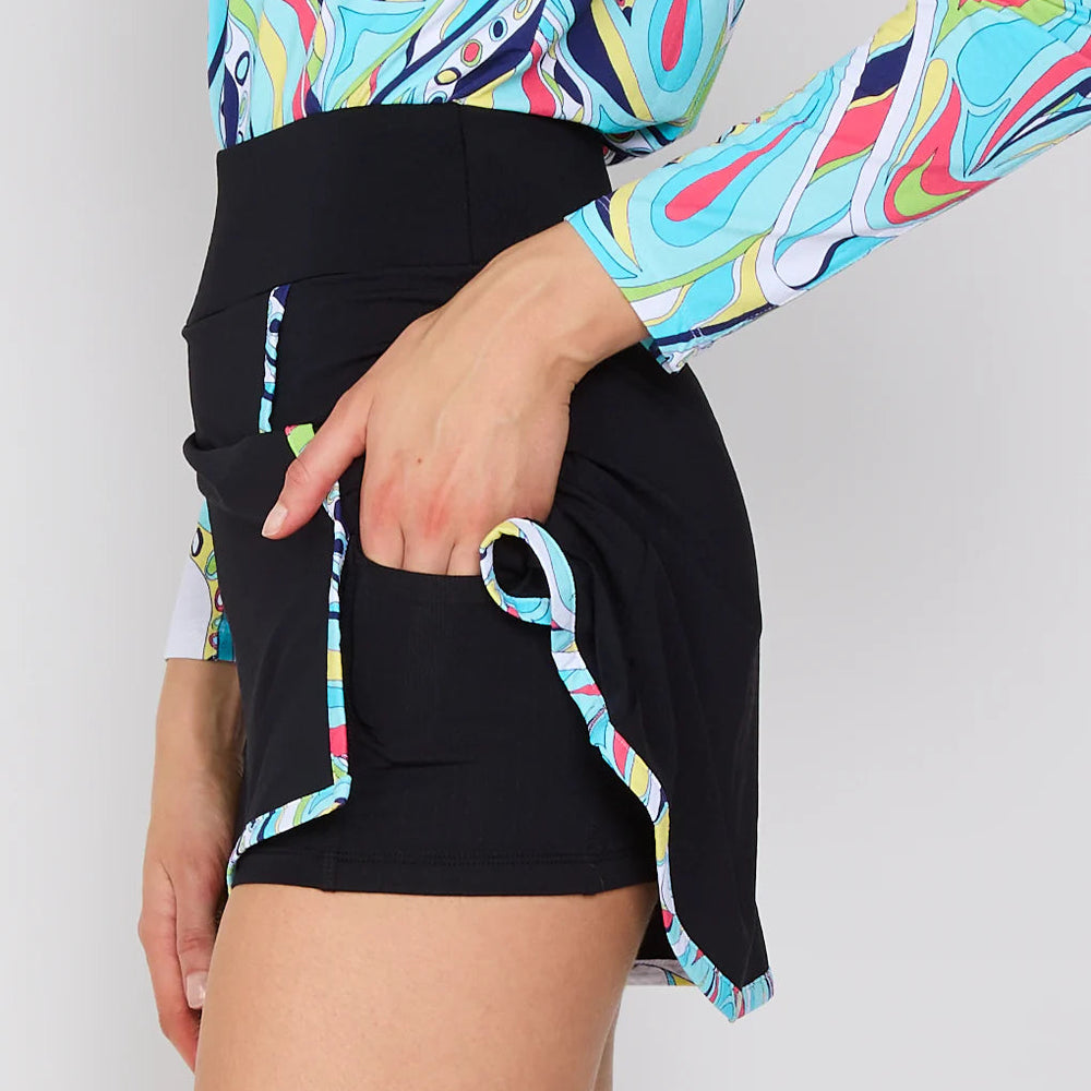 G-Lifestyle Color Contrast Skort - Black Turquoise Mirage - Skorzie