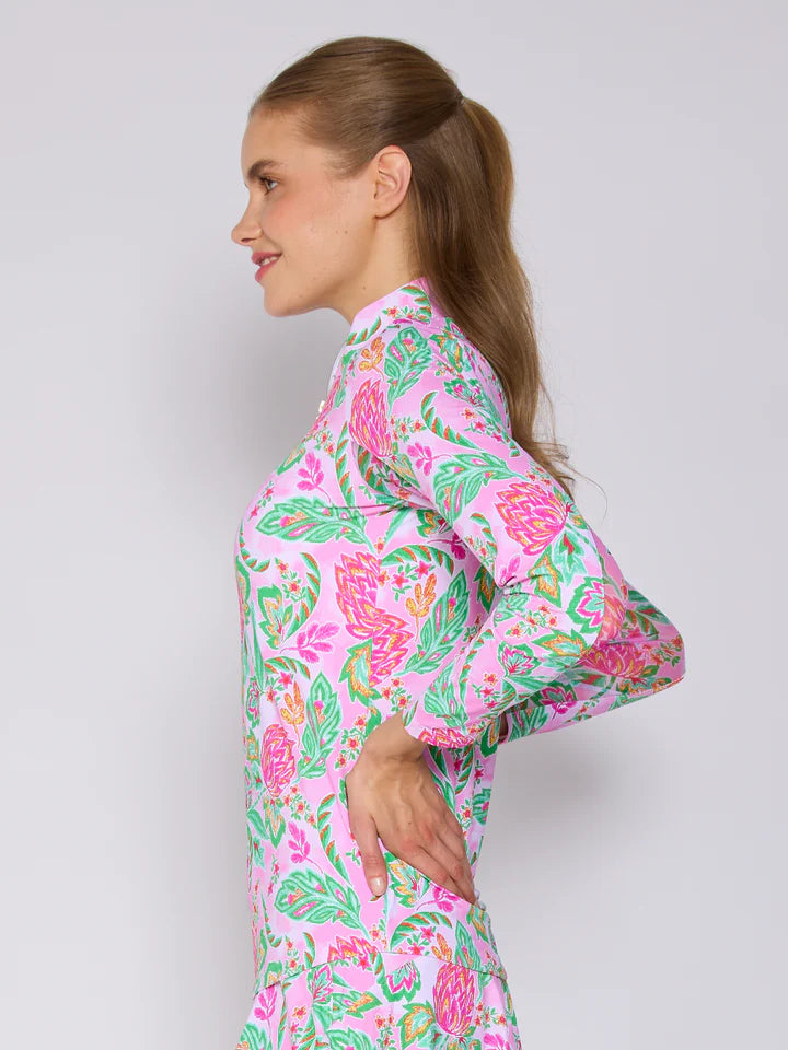 G-Lifestyle Quarter Zip Sun Protection Top - Pink Paradise - Skorzie