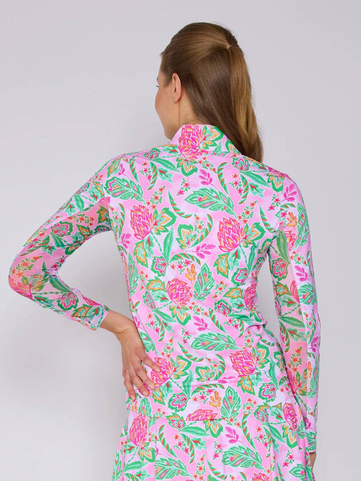 G-Lifestyle Quarter Zip Sun Protection Top - Pink Paradise - Skorzie