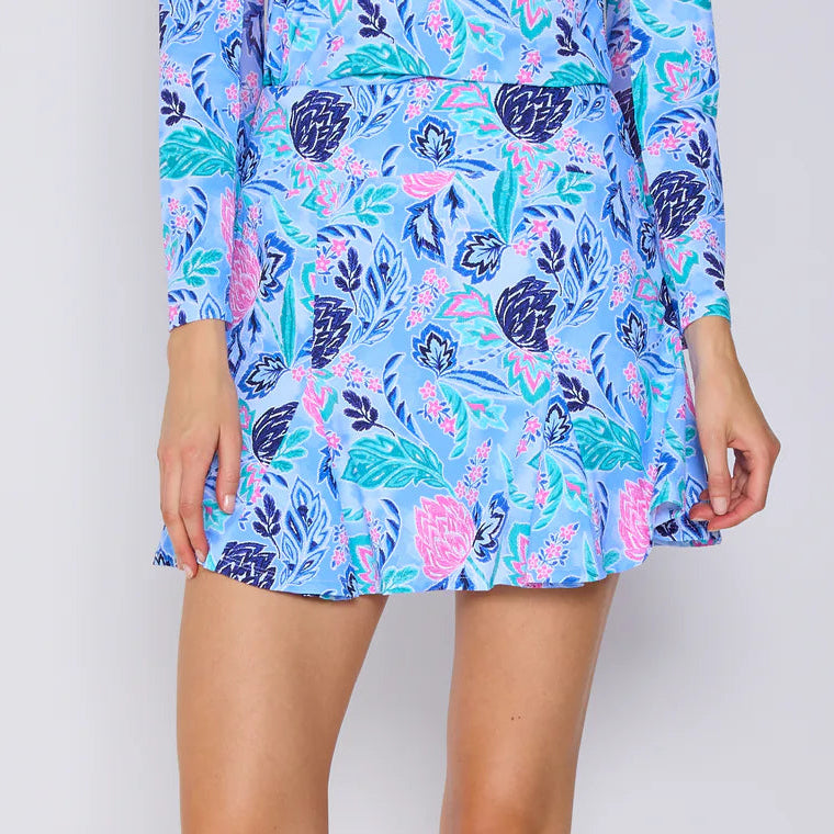 G-Lifestyle Flare Godet Skort - Blue Paradise - Skorzie