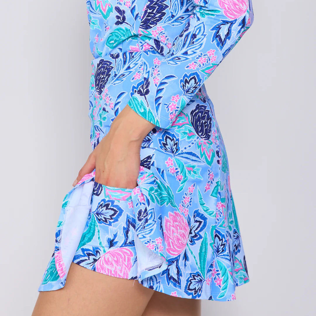 G-Lifestyle Flare Godet Skort - Blue Paradise - Skorzie