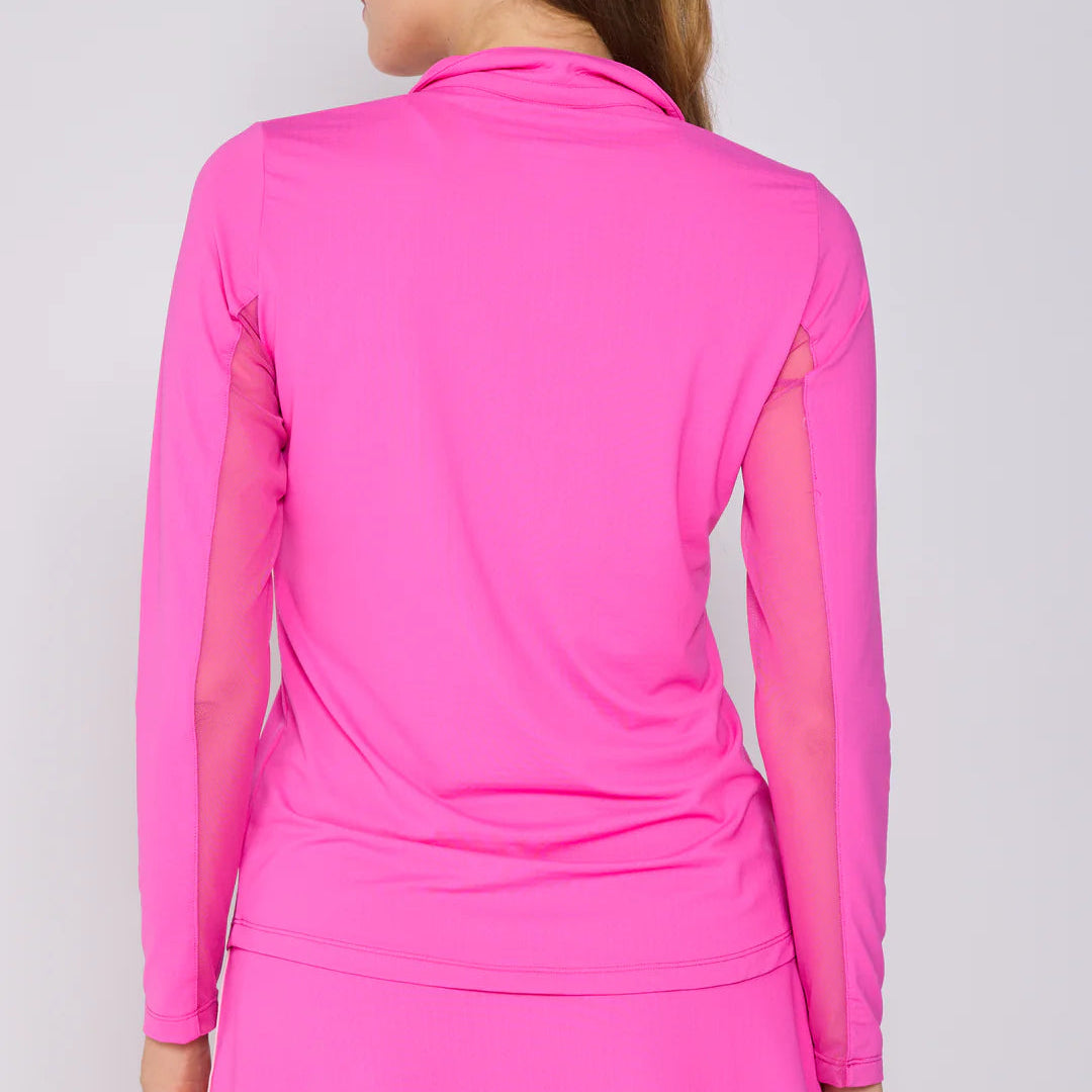 G-Lifestyle Button Down Long Sleeve Polo - Hot Pink - Skorzie