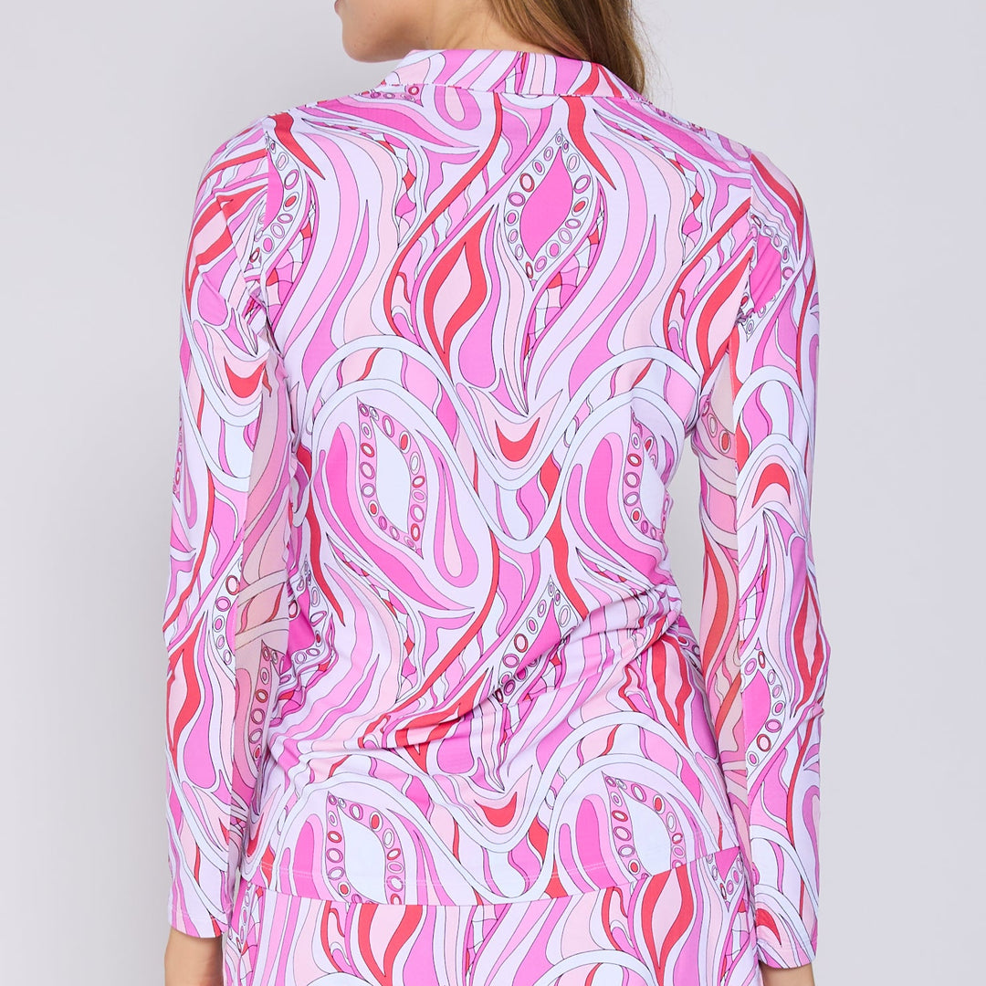 G-Lifestyle Button Down Long Sleeve Polo - Pink Mirage - Skorzie