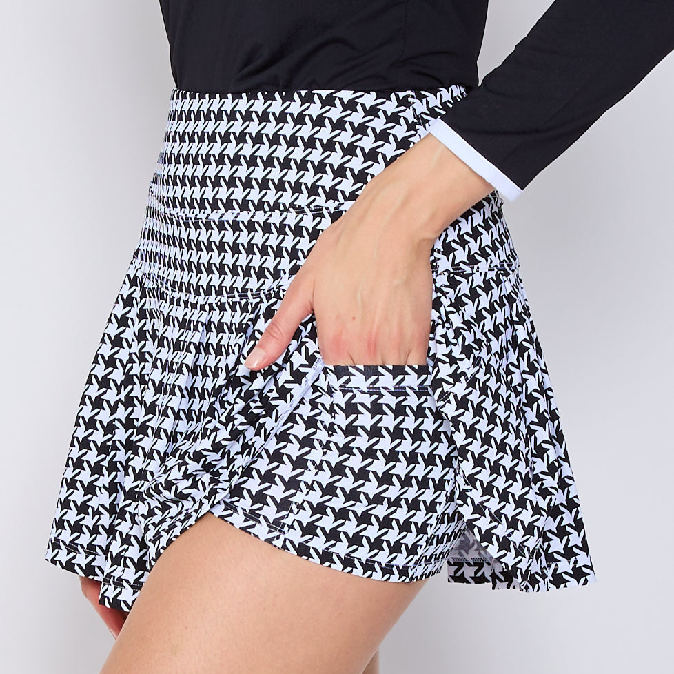 G-Lifestyle Pleat Skort - Black Houndstooth - Skorzie