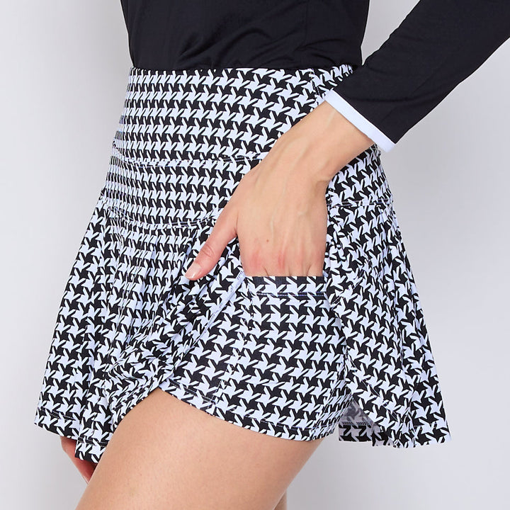 G-Lifestyle Pleat Skort - Black Houndstooth - Skorzie