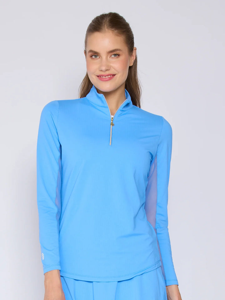 G-Lifestyle Quarter Zip Sun Protection Top - Bright Peri - Skorzie