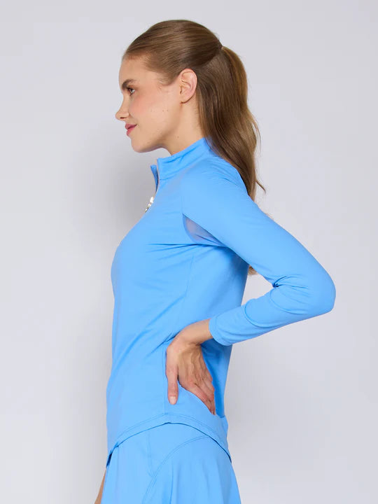 G-Lifestyle Quarter Zip Sun Protection Top - Bright Peri - Skorzie