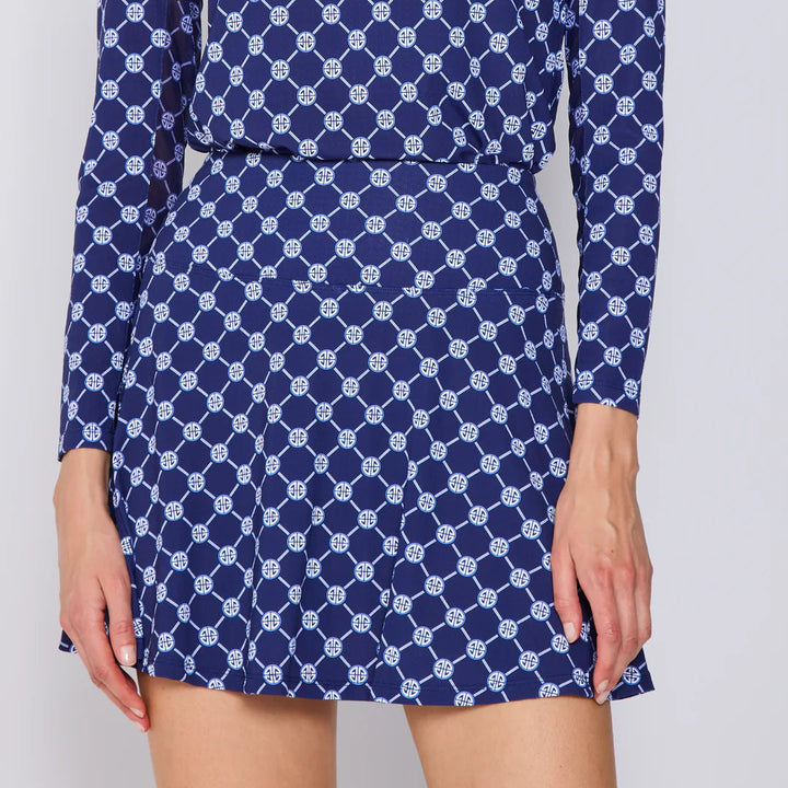 G-Lifestyle Back Yoke Ruffle Skort - Navy Lifestyle Geo - Skorzie