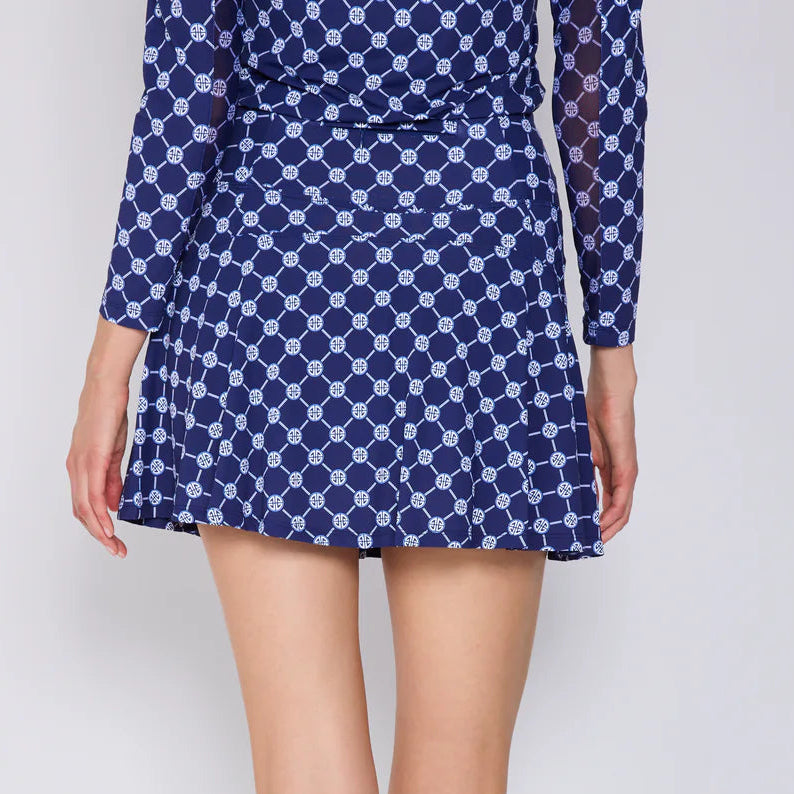 G-Lifestyle Back Yoke Ruffle Skort - Navy Lifestyle Geo - Skorzie