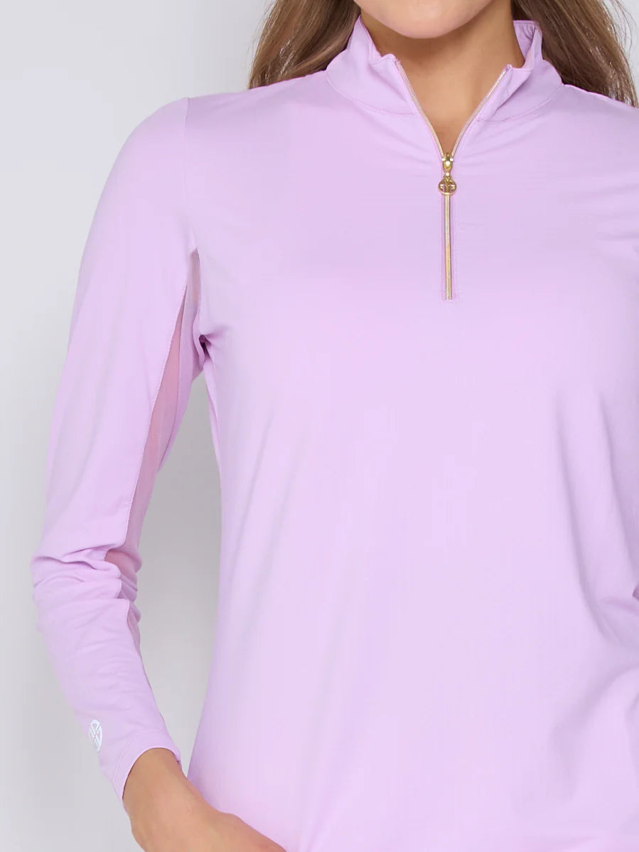 G-Lifestyle Quarter Zip Sun Protection Top - Lavender - Skorzie