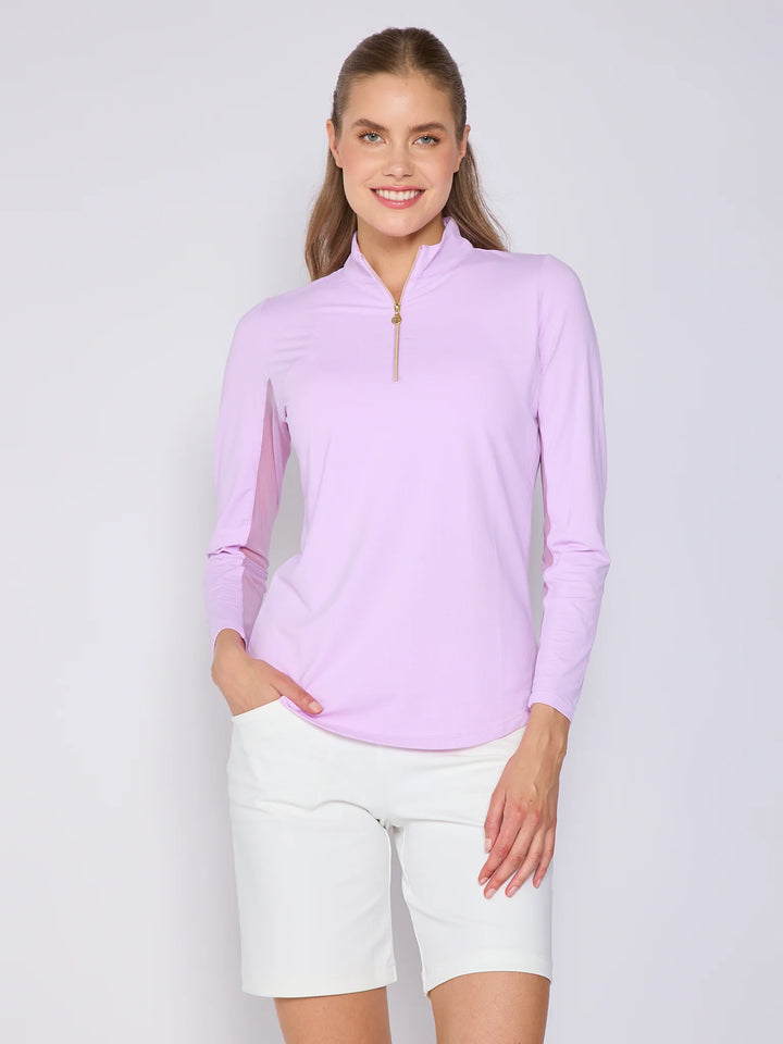 G-Lifestyle Quarter Zip Sun Protection Top - Lavender - Skorzie