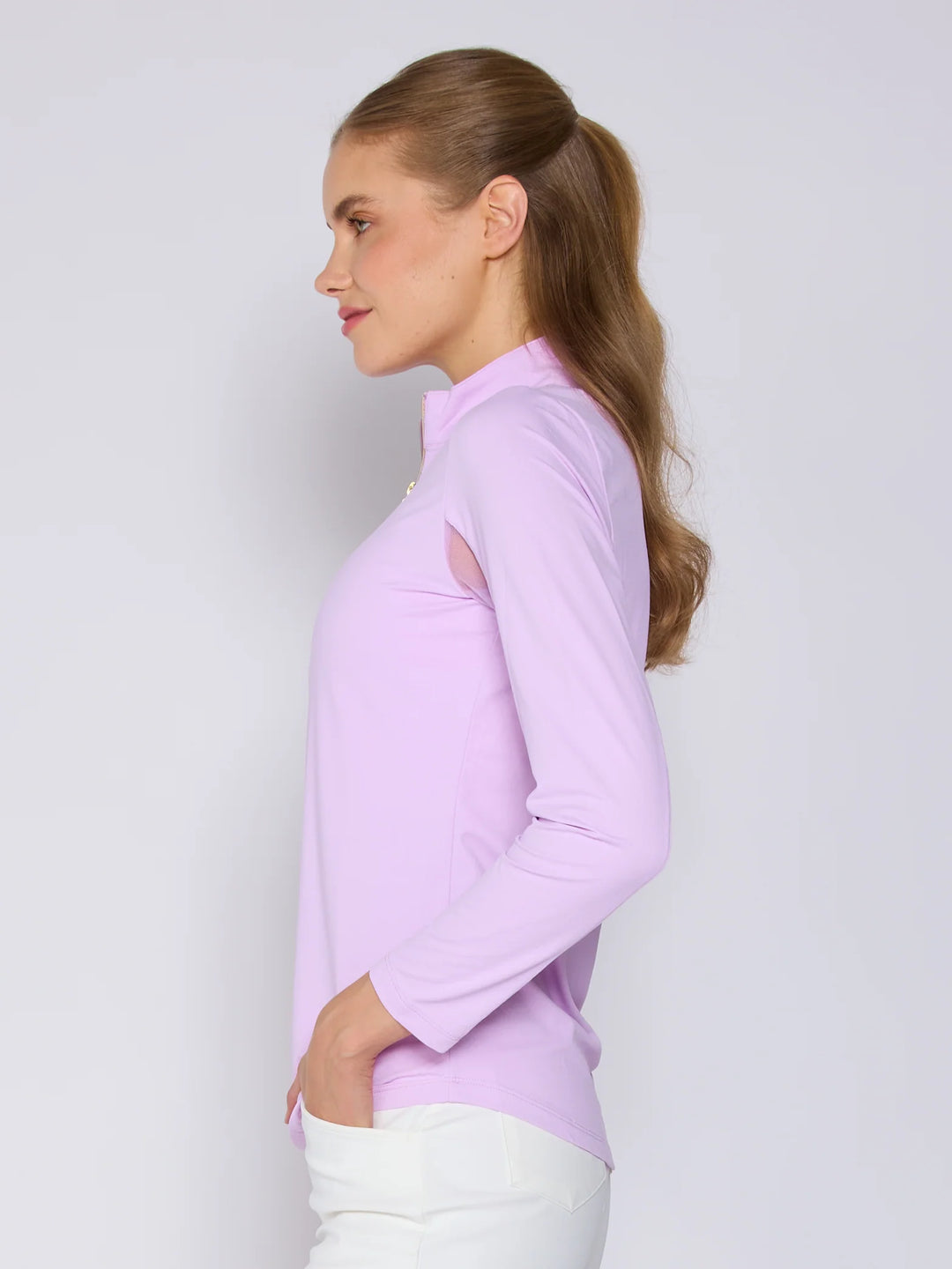 G-Lifestyle Quarter Zip Sun Protection Top - Lavender - Skorzie