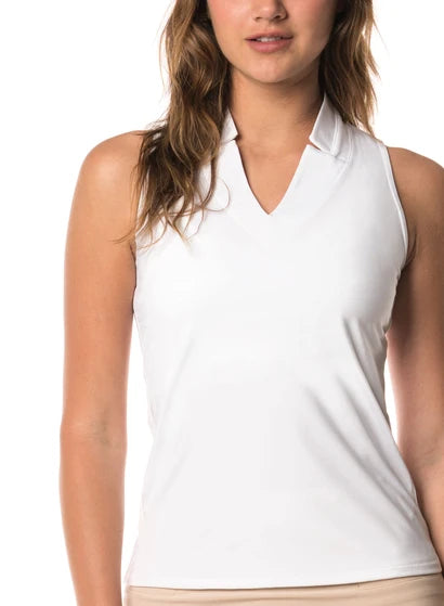 Lucky in Love Womens Chi Chi Sleeveless V-Neck Top - White