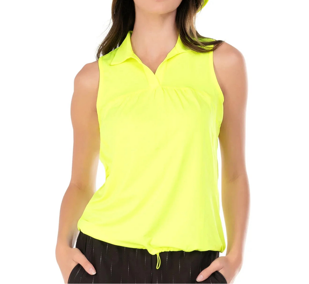 Lucky in Love Womens Sleeveless Fairway Bungee Tank - Neon