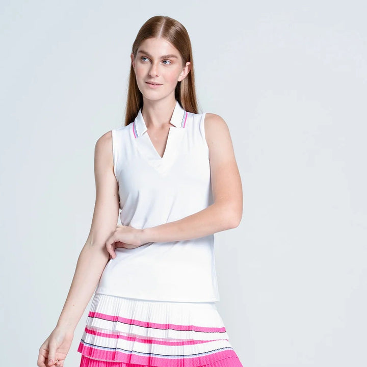 Lucky in Love Blue Steak Tank - White - Skorzie