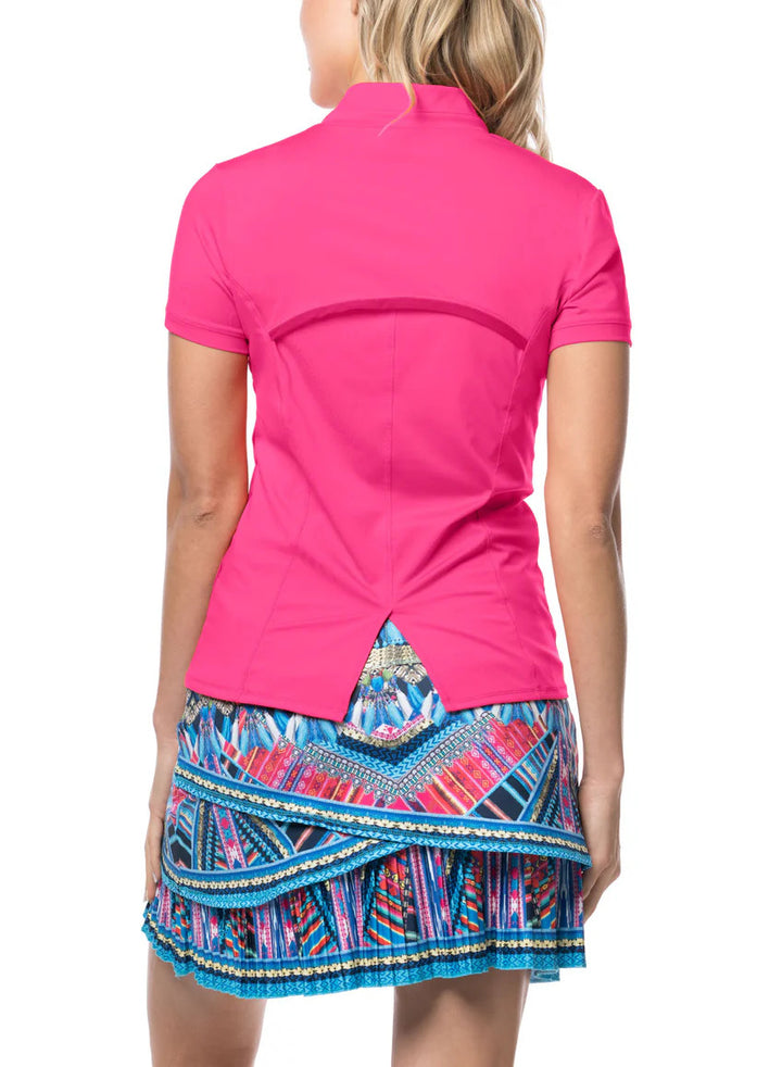 Lucky In Love Chi Chi Short Sleeve Top - Shocking Pink