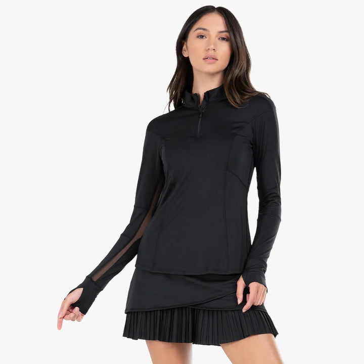 Lucky in Love 1/4 Zip Long Sleeve - Black - Skorzie