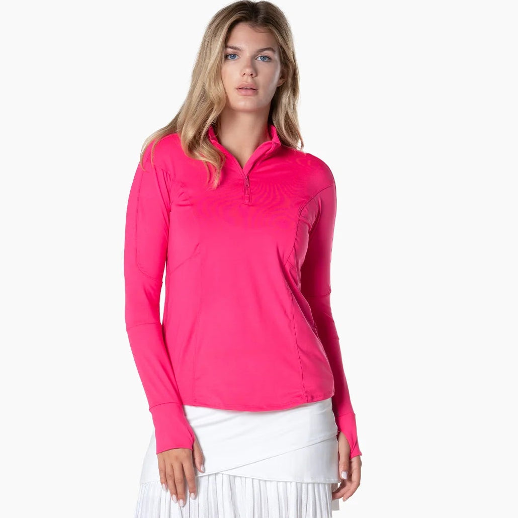 Lucky in Love 1/4 Zip Long Sleeve - Pink - Skorzie