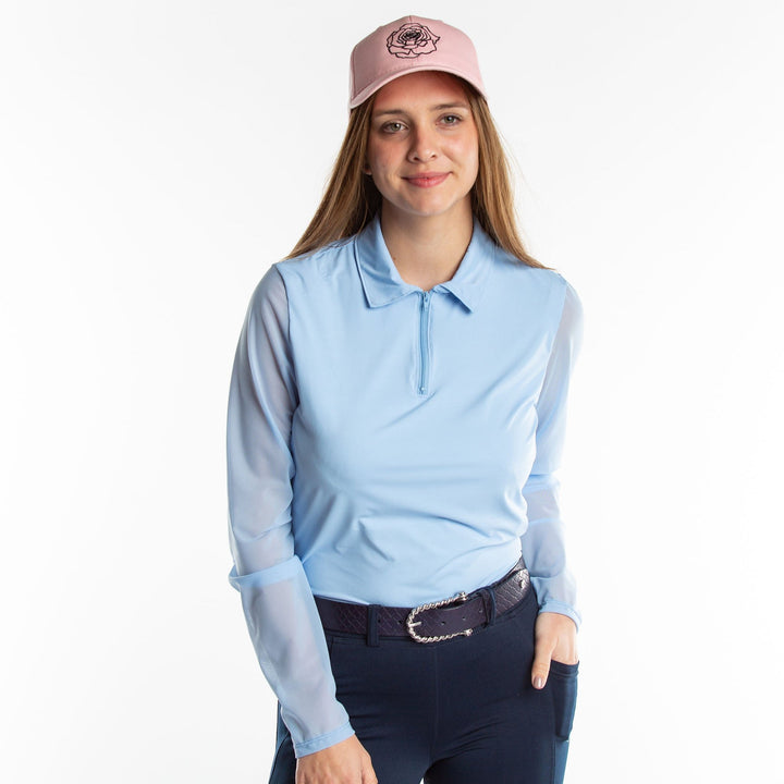 Mariah Long Sleeve Zip Polo - Cloud