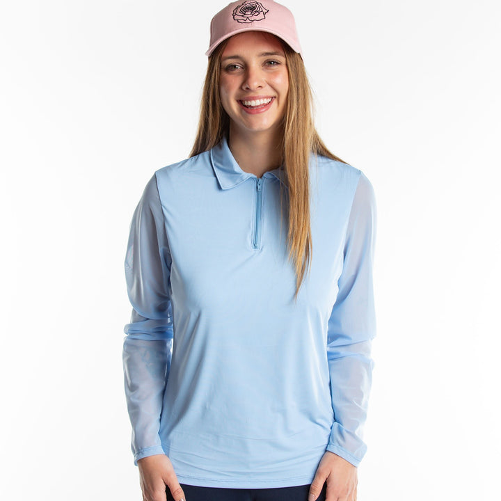 Mariah Long Sleeve Zip Polo - Cloud