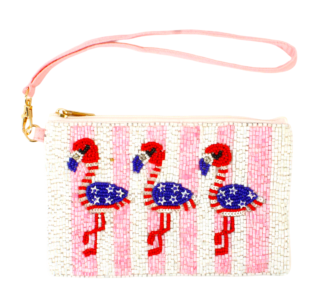 Best Of Golf America Beadie Wristlet - USA Flamingos