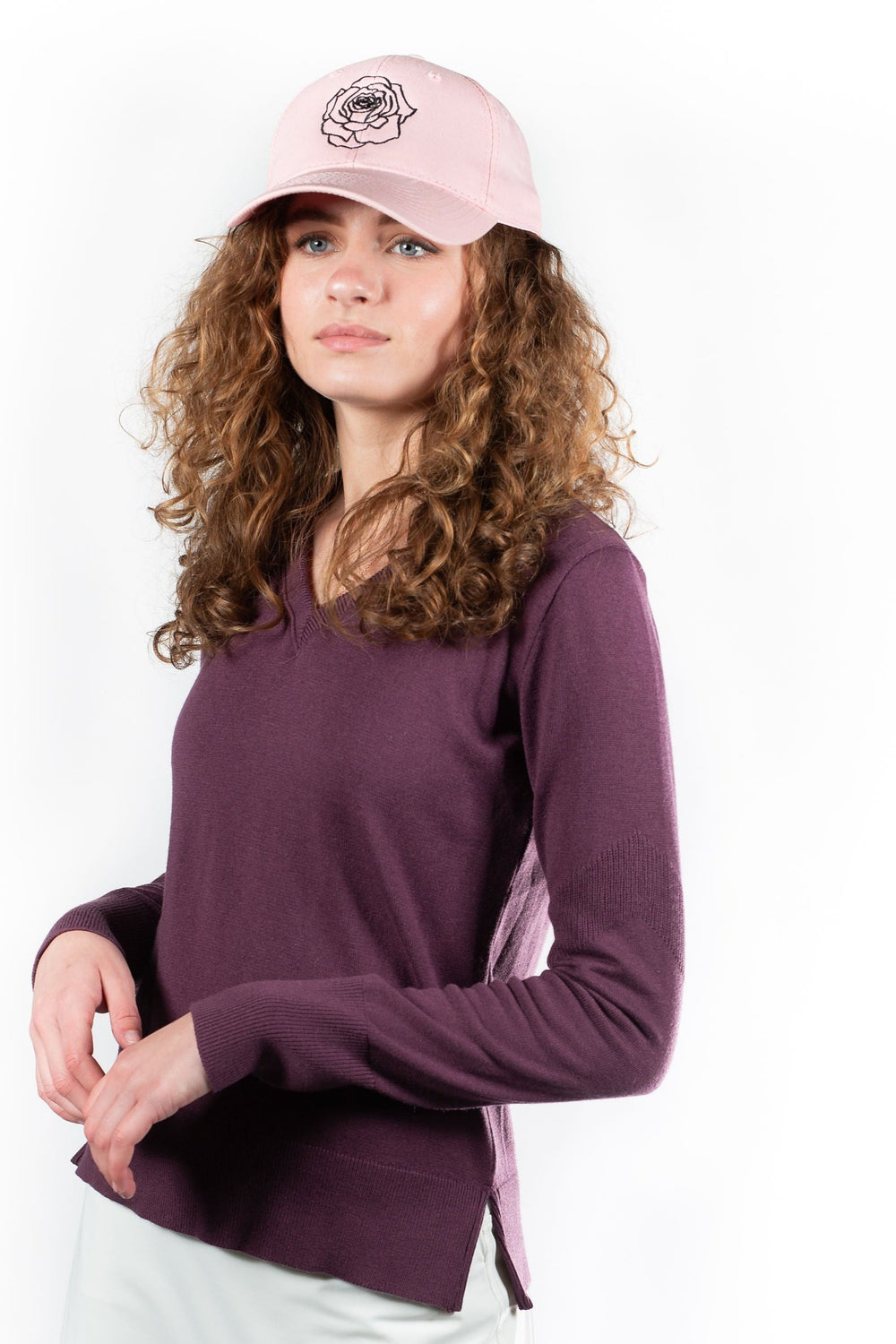 Angelina V Neck Sweater - Aubergine - Skorzie