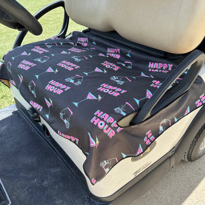 Best of Golf America Double Sided Golf Cart Seat Cover - Ball & Tee / Happy Hour