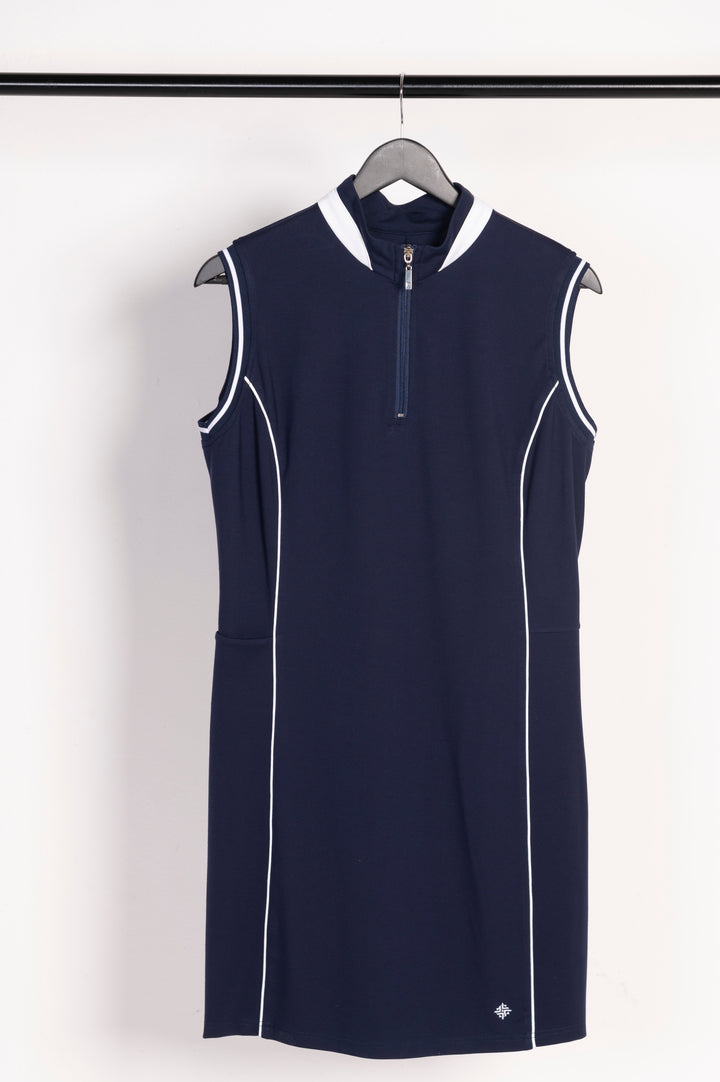Famara Sleeveless Structured Dress - Navy - Skorzie