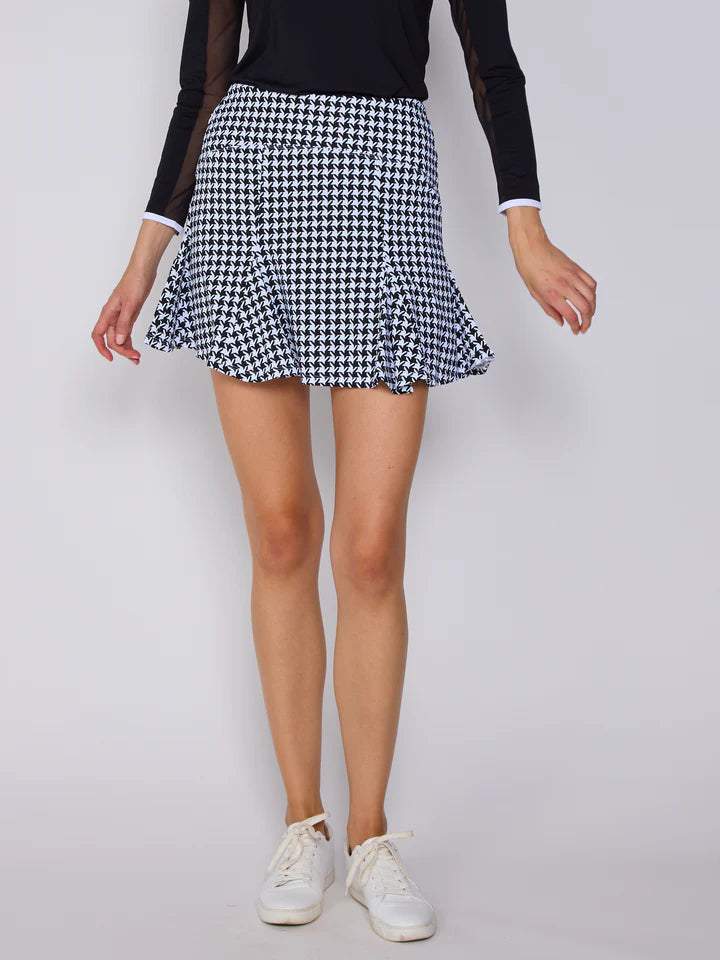 G-Lifestyle Pleat Skort - Black Houndstooth  17" - Skorzie