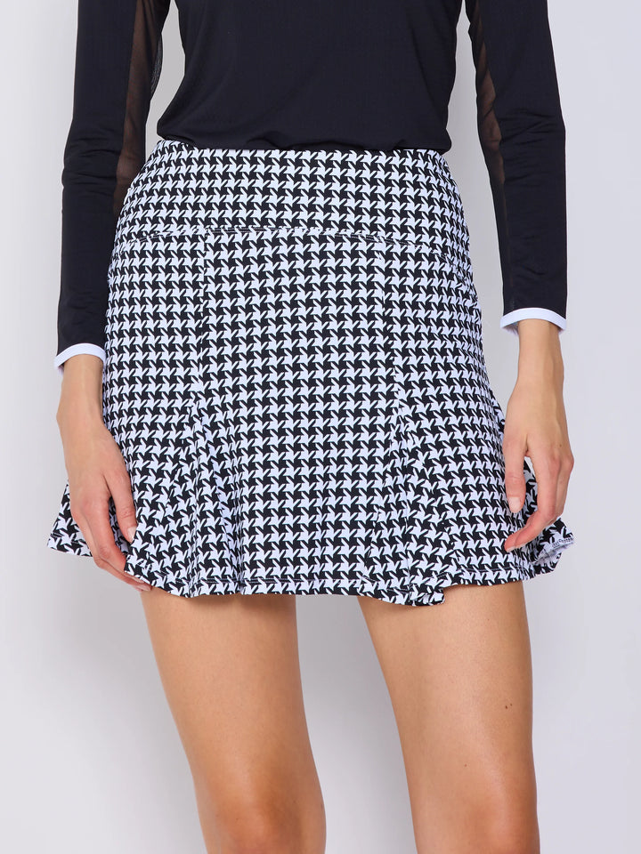 G-Lifestyle Pleat Skort - Black Houndstooth  17" - Skorzie