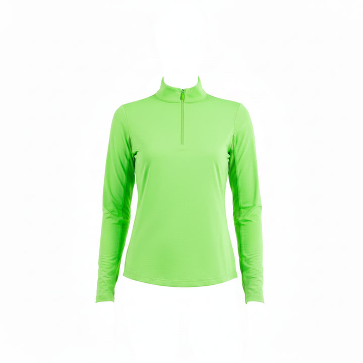 IBKUL Womens Solid Long Sleeve Zip Mock - Lime