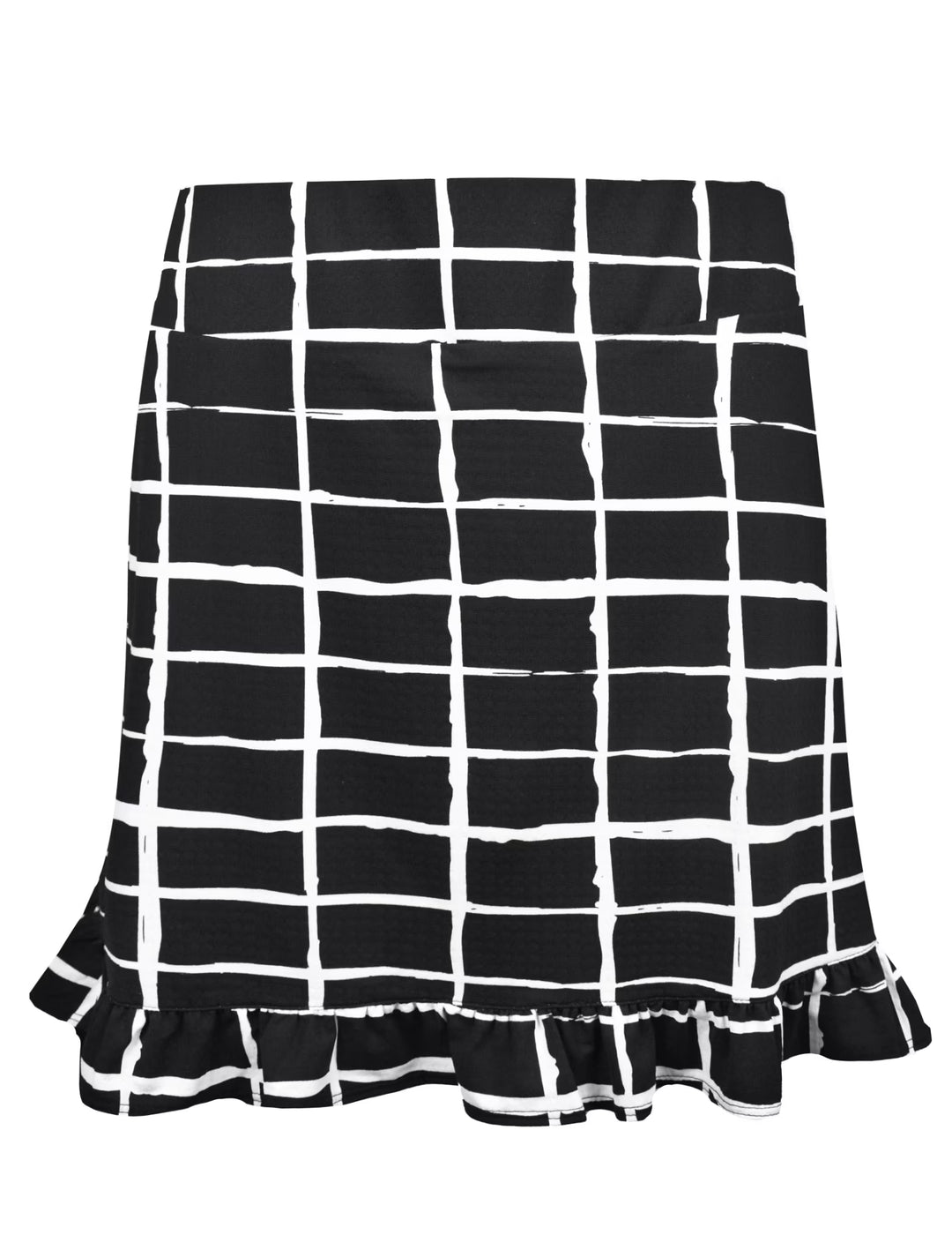 IBKUL Womens Carly Cordova Ruffle Trim Skort 16" - Black/White
