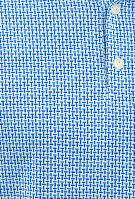 IBKUL Mens Landon Long Sleeve Button Polo - White/Pool Party/Royal