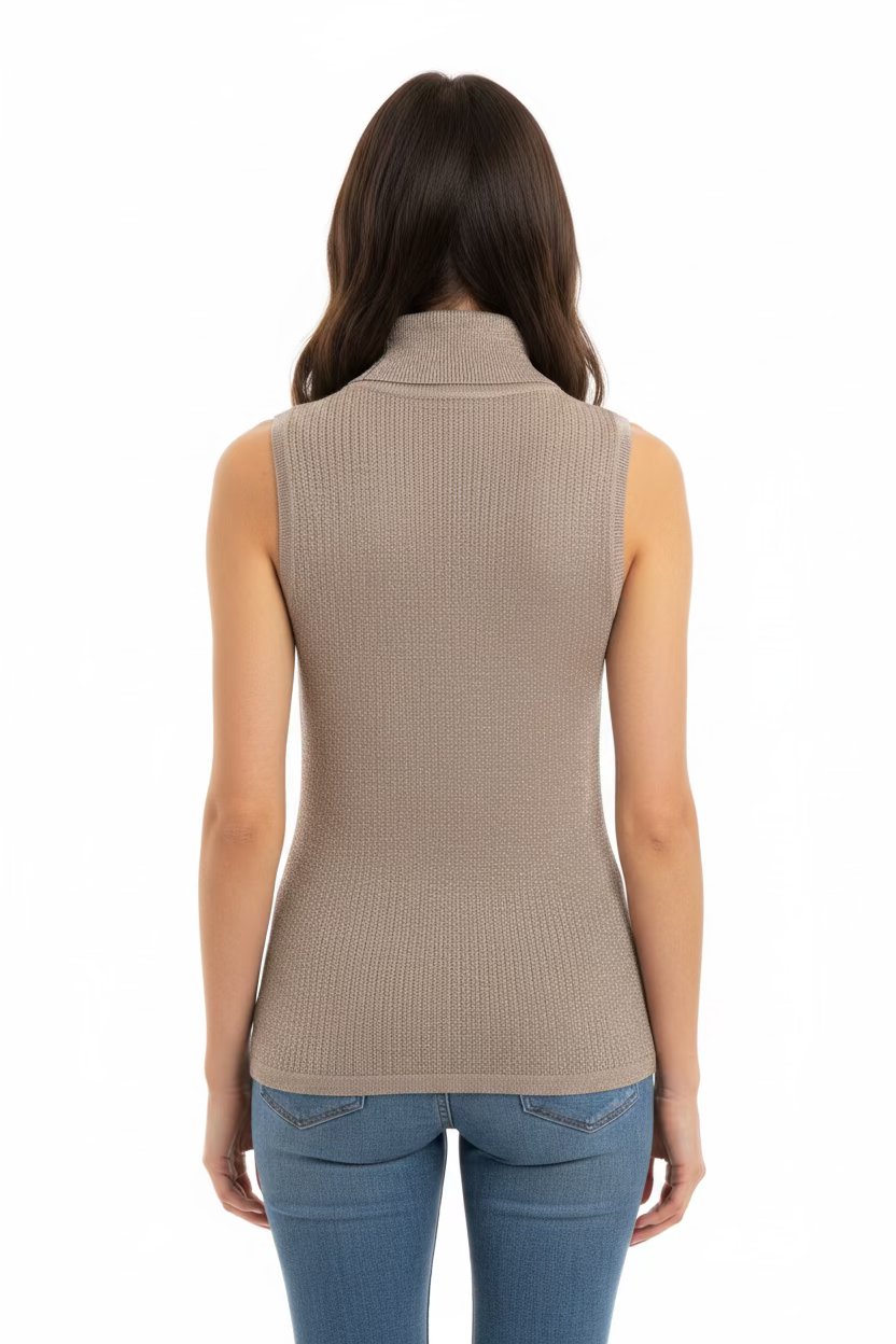 A. Putnam Womens Sleeveless Knit Polo - Dove Beige