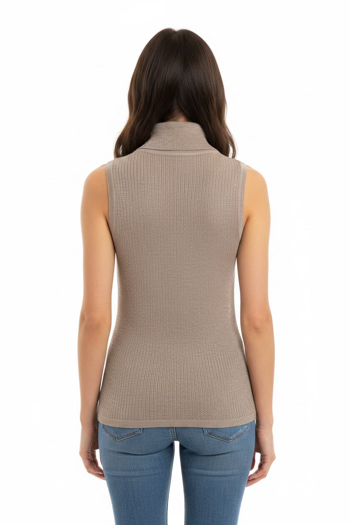 A. Putnam Womens Sleeveless Knit Polo - Dove Beige