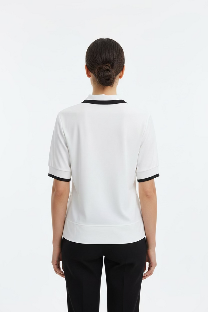 A. Putnam Womens Short Sleeve Polo - Bright White/Black