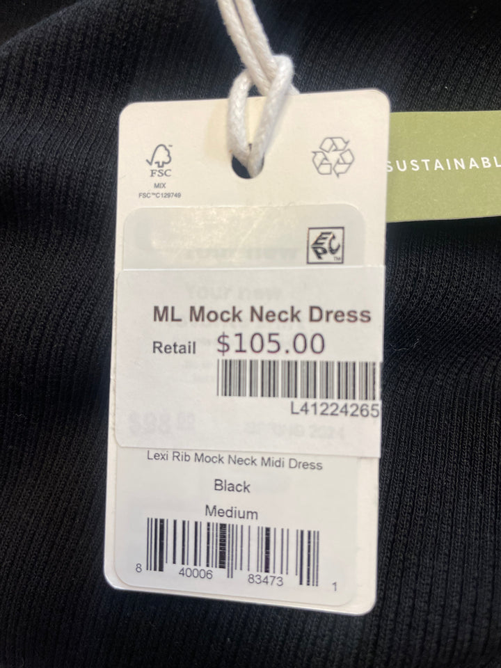 Marine Layer Lexi Rib Short Sleeve Mock Neck Dress - Black