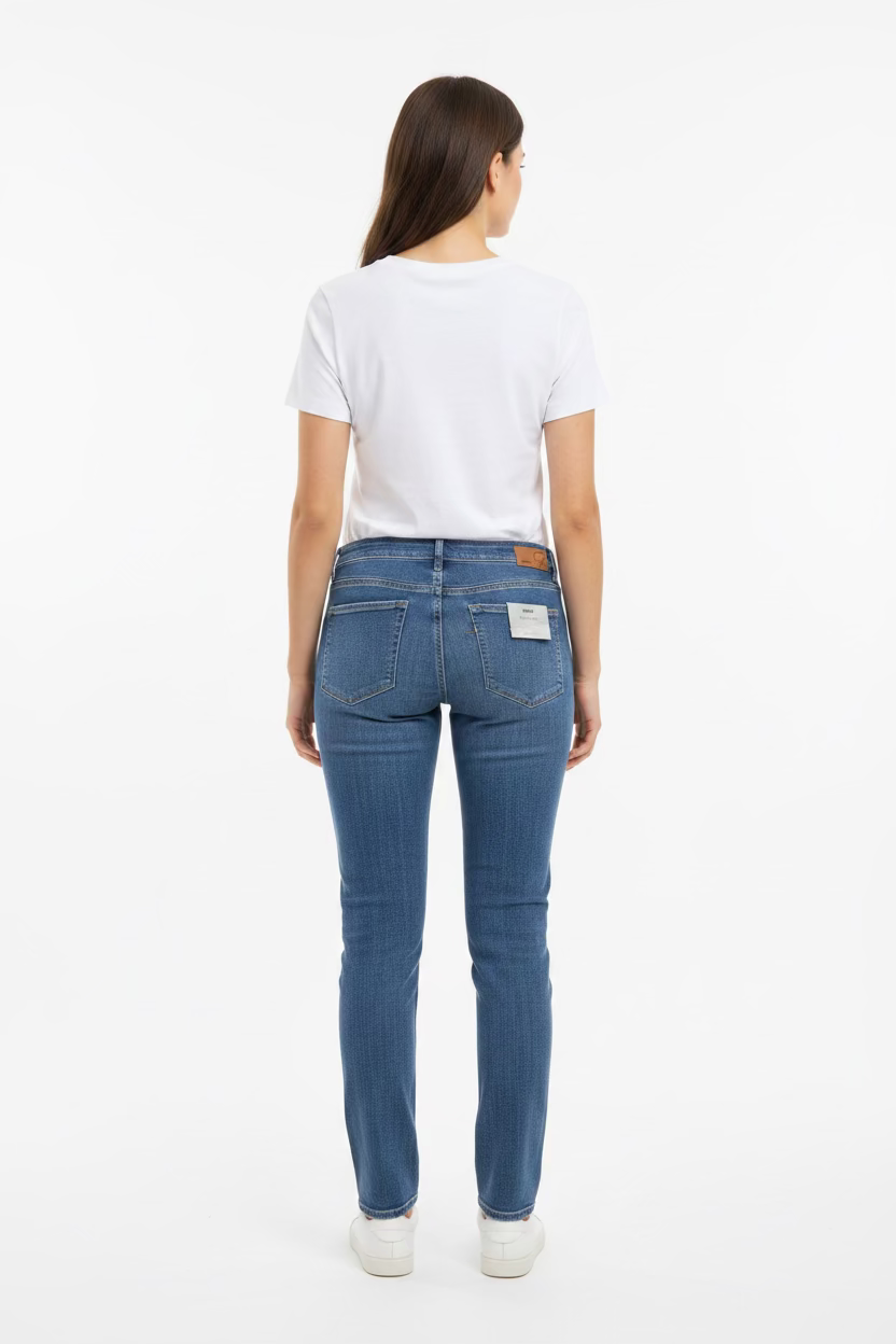Mavi Womens High Rise Slim Boyfriend Kathleen Pant - Mid Feather Blue