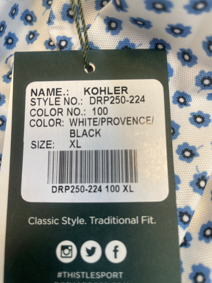 Donald Ross Mens Kohler Short Sleeve Polo (w/logo) - White/Provence/Black
