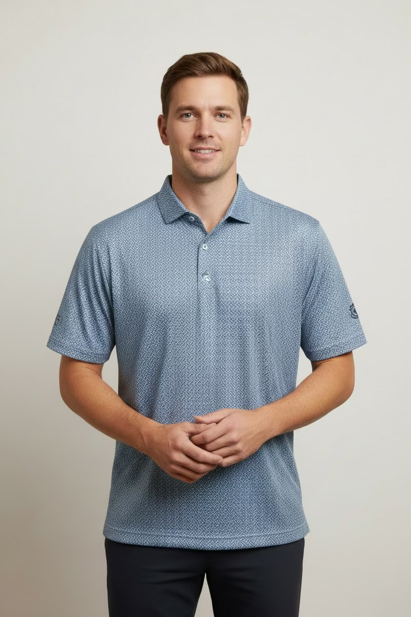 Donald Ross Mens James Short Sleeve Polo (w/logo) - White/Navy/Cascade