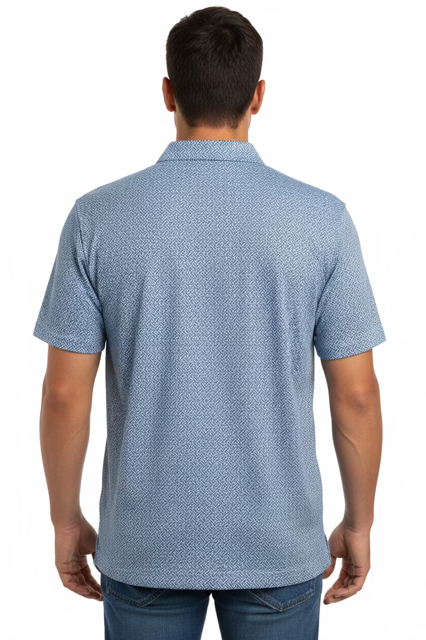 Donald Ross Mens James Short Sleeve Polo (w/logo) - White/Navy/Cascade