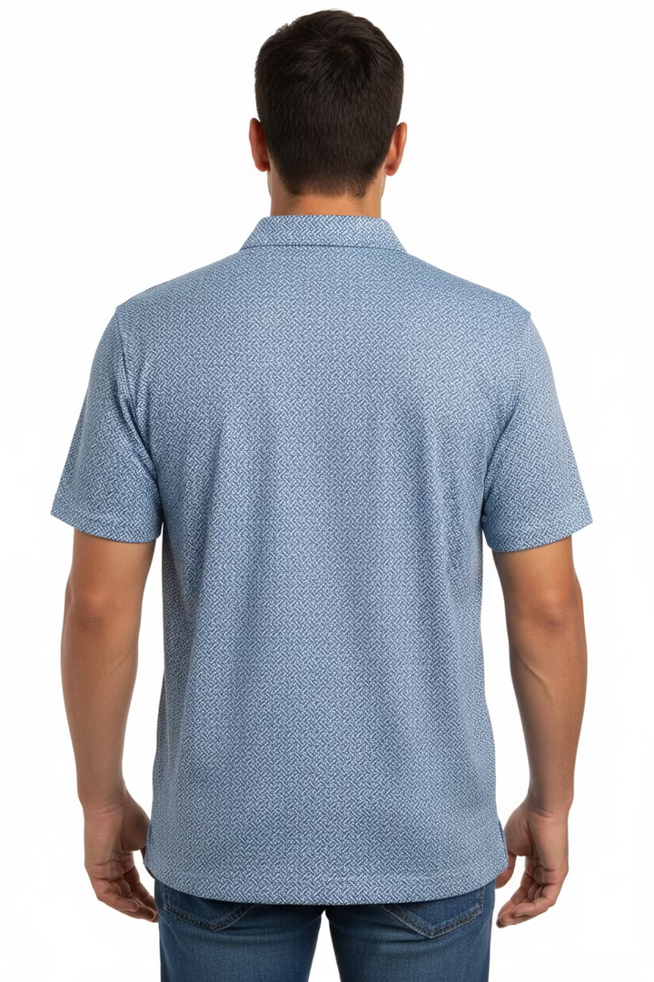 Donald Ross Mens James Short Sleeve Polo (w/logo) - White/Navy/Cascade