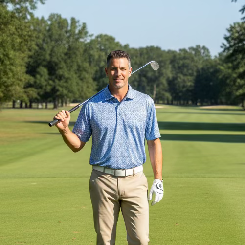Donald Ross Mens Wavy Short Sleeve Polo (w/logo) - White/Cobalt